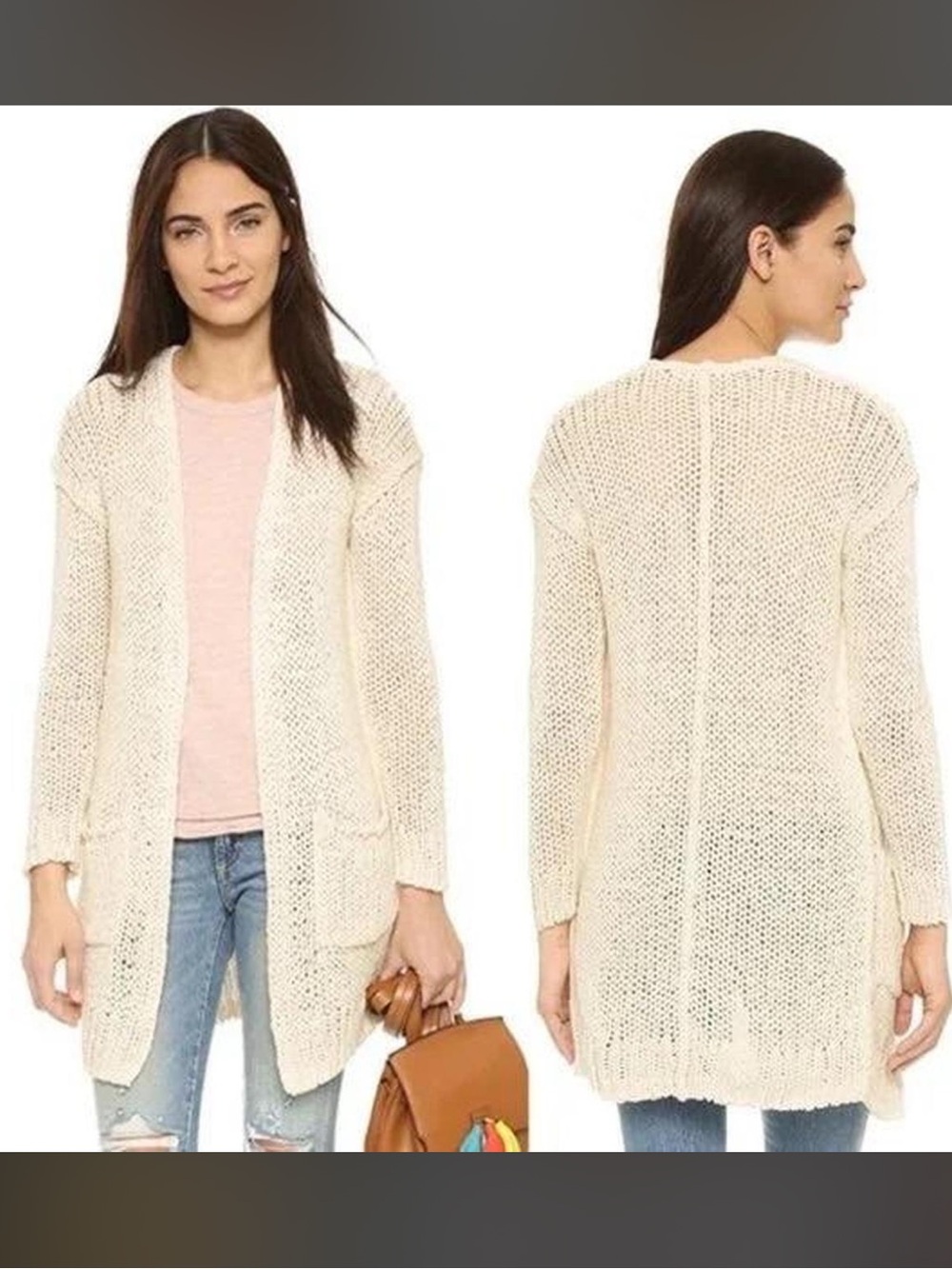 Free People Simply Sienna Chunky Knit Longline Open-Front Cardigan